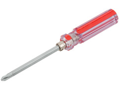 Отвертка с переставным жалом, пластиковая красная прозрачная ручка 6х85 мм PH2/SL6